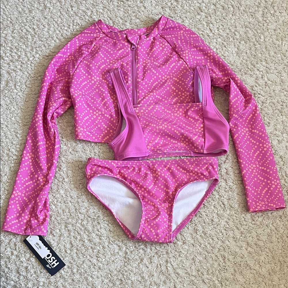 OshKosh B'gosh Pink Geometric Kids Rashguard Set